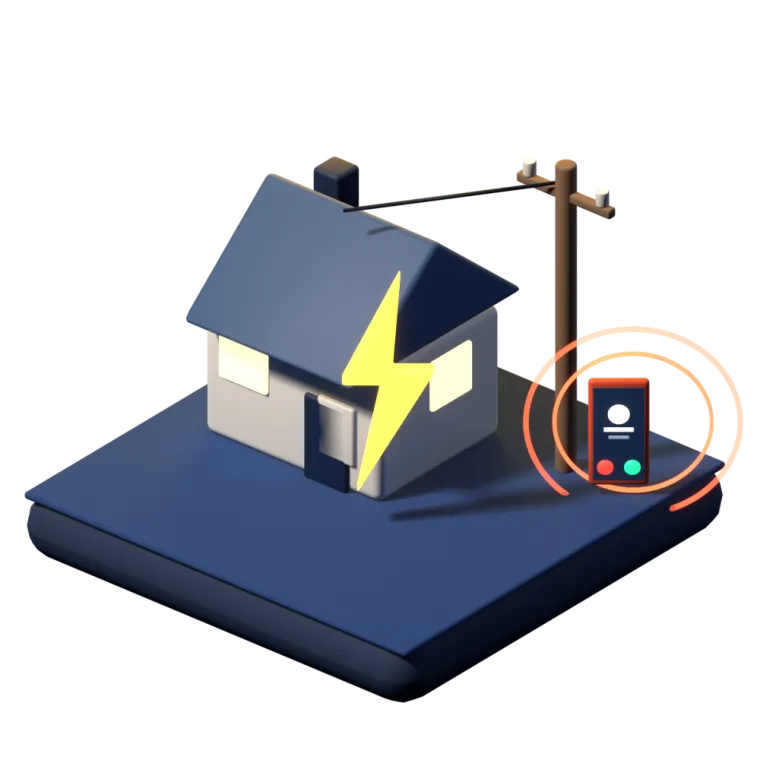 3D illustration of a electrical business on a floating tile
