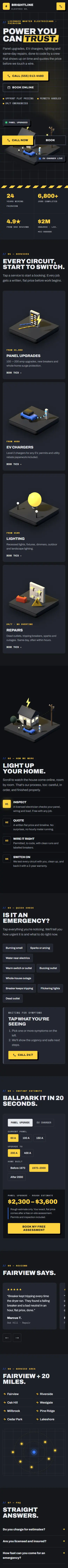 Full-page preview of the Brightline Electric concept site on a phone