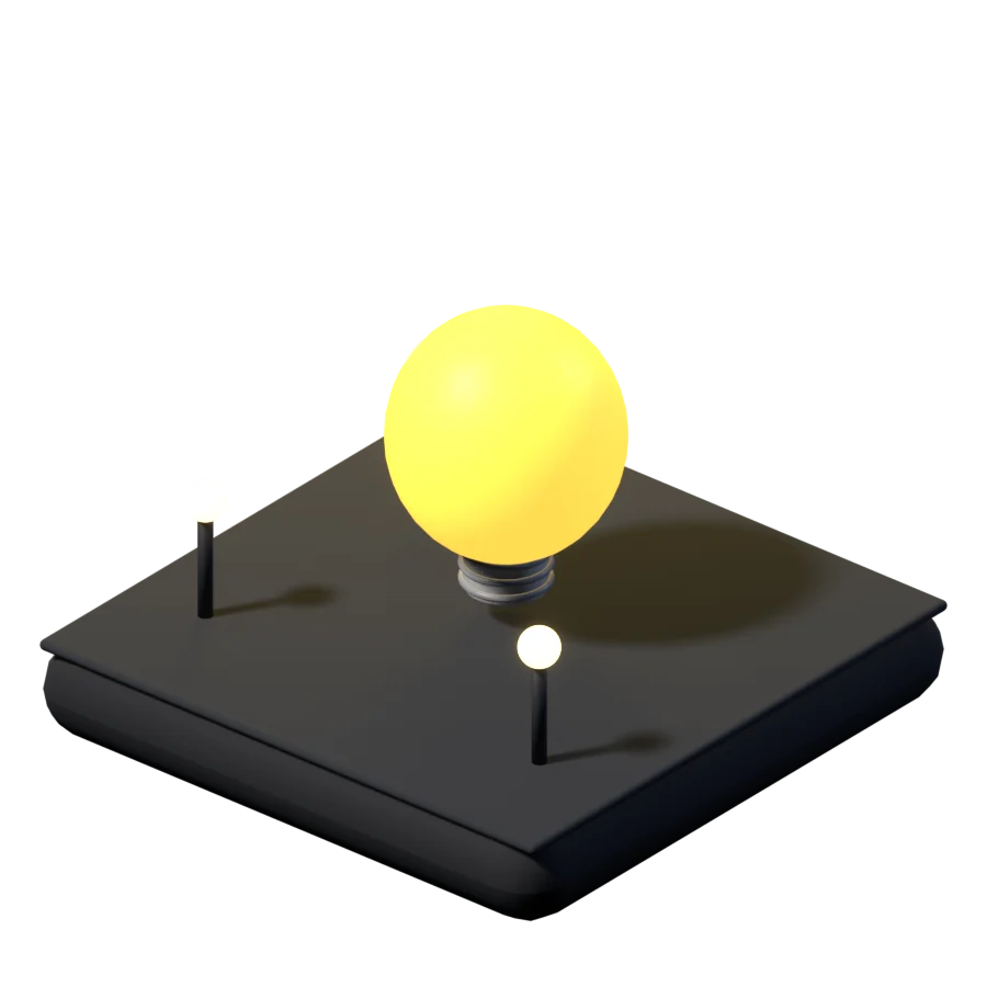 3D glowing light bulb with garden lights