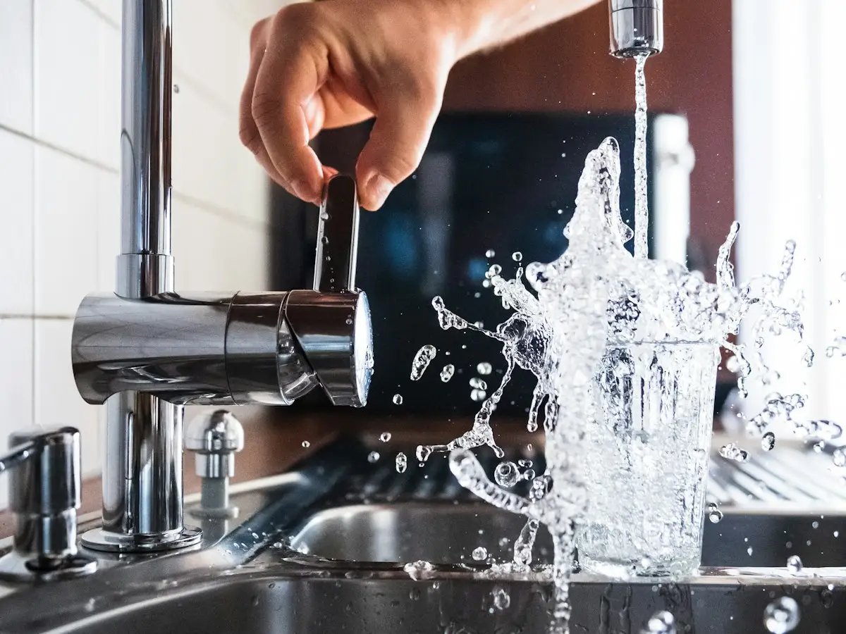 New chrome kitchen faucet