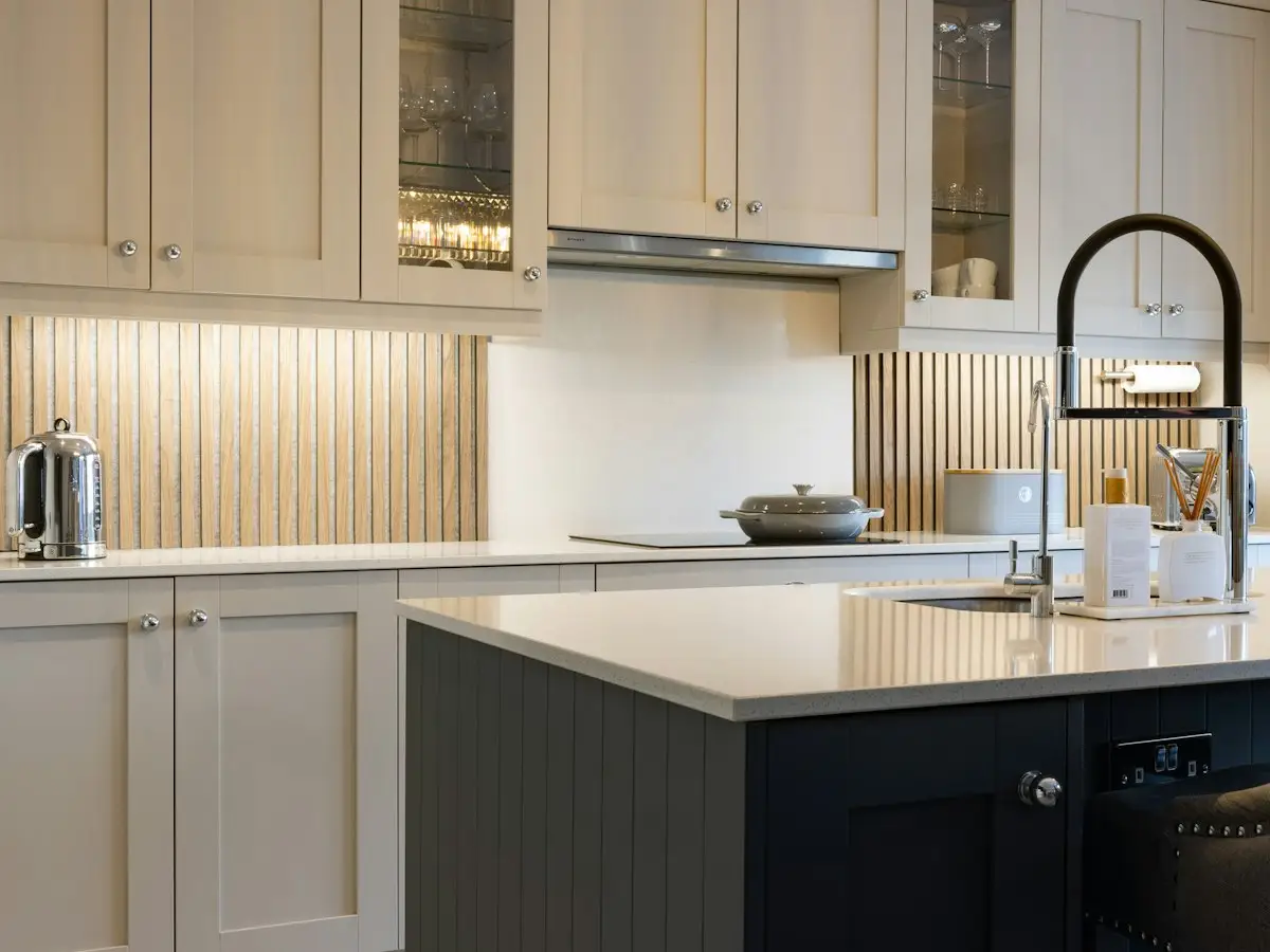 Bright kitchen with island sink